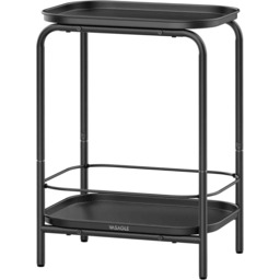 2-Tier Metal Side Table with Tray Top, Modern End Table for Living Room, Bedroom or Balcony, Ink Black
