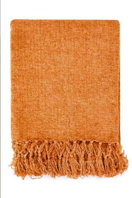 "Camilla Collection Chenille Throw in Burnt Orange (60"" x 80"")"
