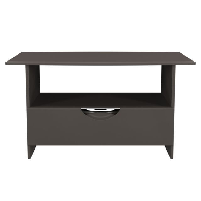 Holborn Bottom Drawer Coffee Table in Black Gloss & Black (Ready Assembled) Black Black Gloss & Black