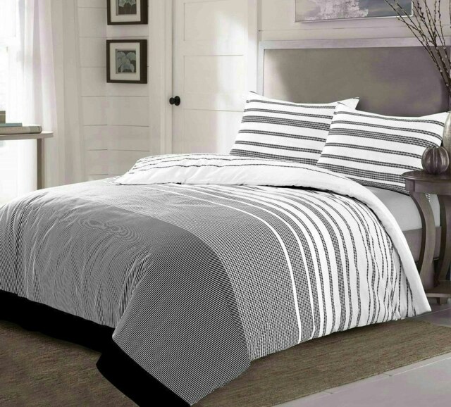 Maximus Striped Duvet Cover Set - Super King - White