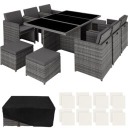 New York 6+4+1 Aluminum Rattan Seating Set with Protective Cover Grey grey 1