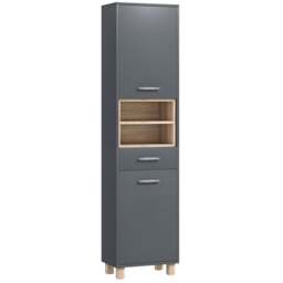 HOMCOM Bathroom Storage Unit with Open Shelves and Drawer Grey Grey