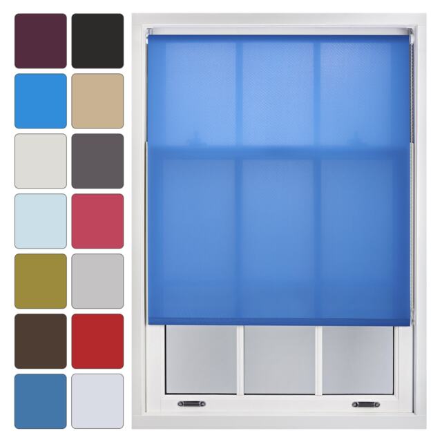 FURNISHED Daylight Sheer Roller Window Blinds Made to Measure Blue Blue (W) 240cm x (L) 165cm
