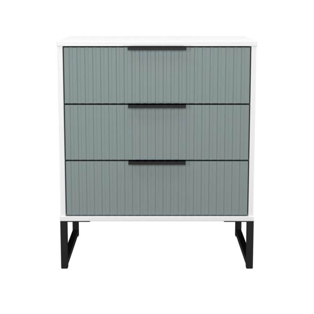 Menai 3 Drawer Midi Chest of Drawers in Duck & White Matt (Ready Assembled) Blue Duck & White Matt