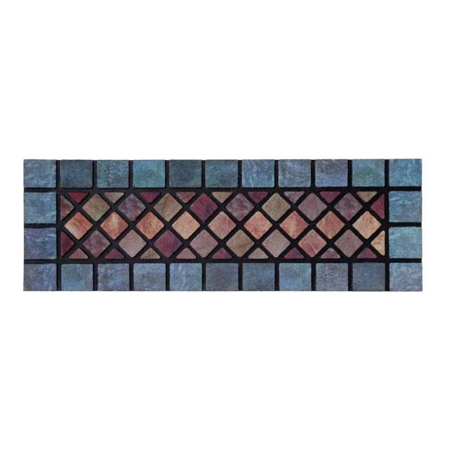 Nicoman Rubber Elegant Blue Tile Narrow Doormat - 75x25cm