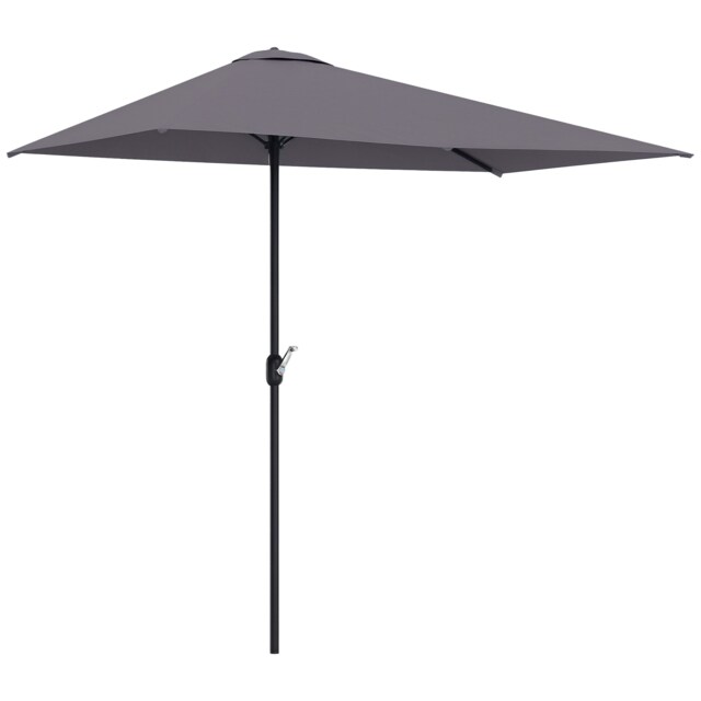Outsunny Balcony Half Parasol Semi Round Umbrella Patio Crank Handle 2.3 m, Grey NO BASE INCLUDED