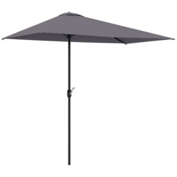 Outsunny Balcony Half Parasol Semi Round Umbrella Patio Crank Handle 2.3 m, Grey NO BASE INCLUDED