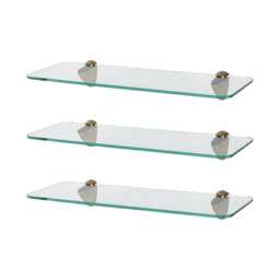 Harbour Housewares Rounded Floating Glass Shelf - 40cm - Metallic Brackets - Bathroom Shower Storage Vanity Display Unit Shelf Gold Gold 3