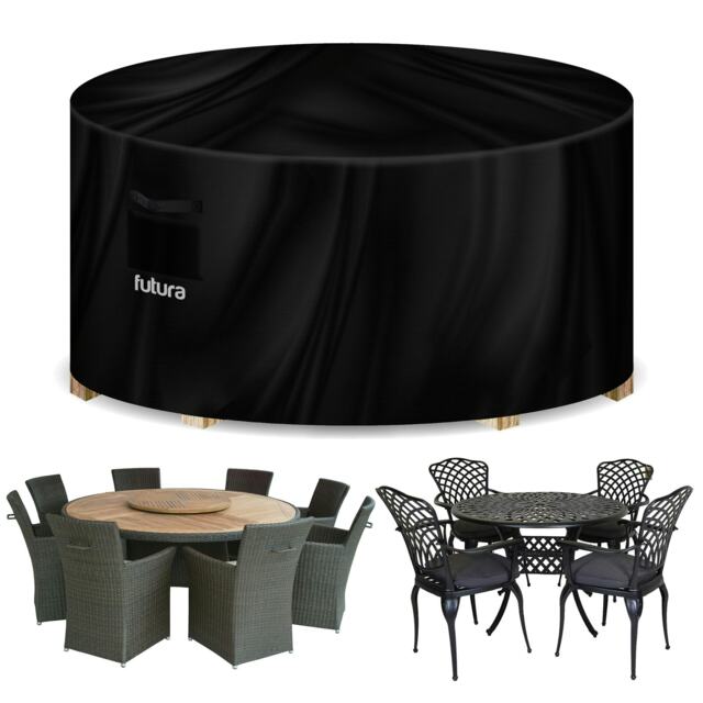 Futura Round 128X71cm Waterproof Garden Furniture Cover 600D Black Black 128x71cm 1