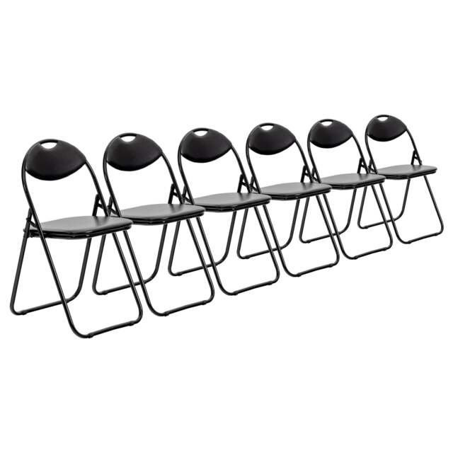 Harbour Housewares Padded Folding Chairs - Black - Pack of 6 Black Black