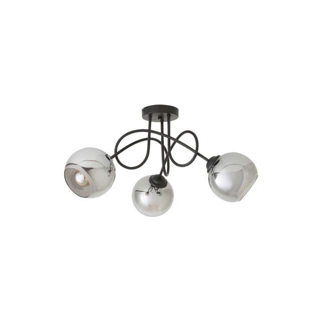 ValueLights Malcom Black Twisted Ceiling Light Smoked Glass Shades Black