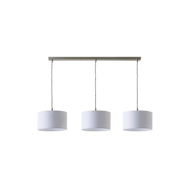 ValueLights Shaw Brushed Chrome 3 Drop Bar Lamp Holder White Shades White