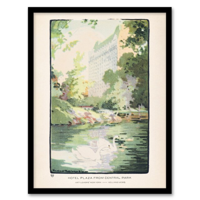 Rachael R Elmer Hotel Plaza from Central Park Framed Wall Art Picture Print A3