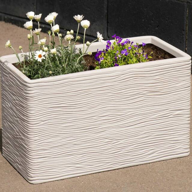 2 x Trough Amalfi Stone Effect Multipurpose Patio Planter Ideal For Home & Garden White