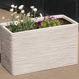2 x Trough Amalfi Stone Effect Multipurpose Patio Planter Ideal For Home & Garden White