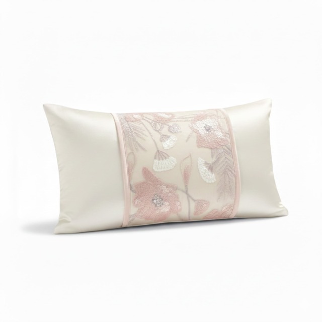 Embroidered Floral Duvet Cover Set Luxury Bedding Matching Pillowcases Pink One Size