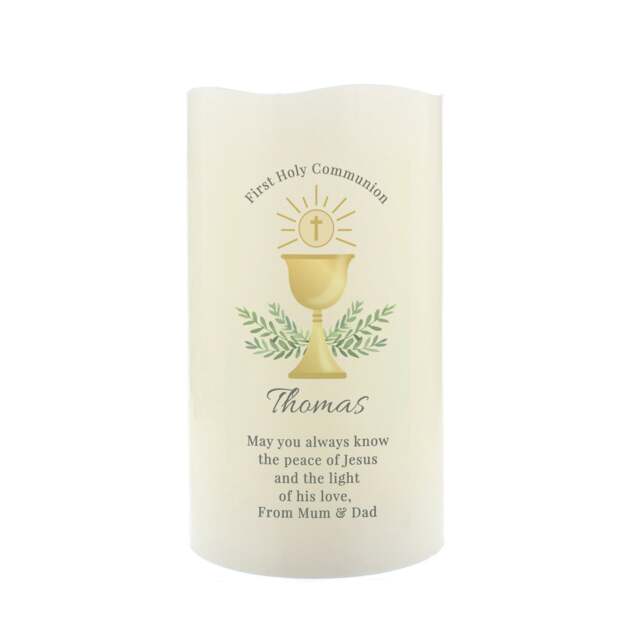 Personalised First Holy Communion LED Candle Cream One Size