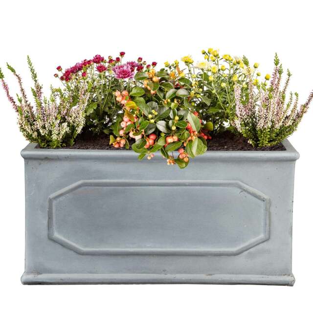 Window Box Faux Lead Chelsea Trough Light Stone Garden Planter W17 H17 L40 cm, 12 ltrs Cap.