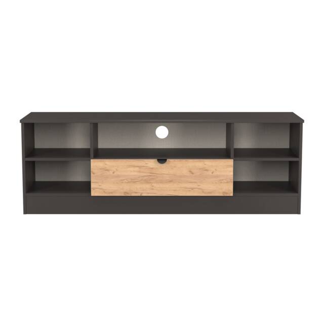 Norway Wide 1 Drawer TV & Media Unit in Gold Craft & Graphite (Ready Assembled) Grey Gold Craft & Graphite