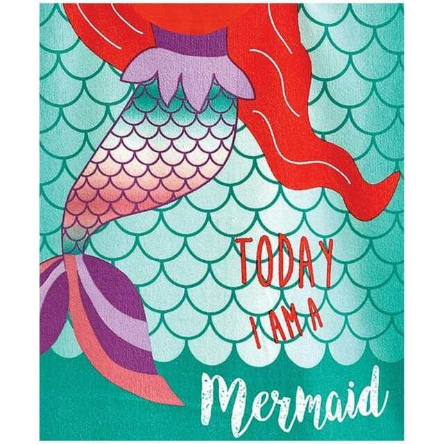 Home & Living Childrens/Kids Mermaid Microfibre Hooded Towel - Green/Orange/Purple - One Size Green One size