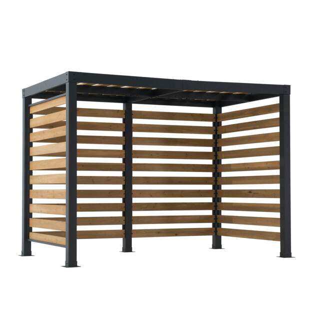 Sunjoy 3m x 2m Steel Pergola MARAO, Black/Brown—Modern Design for Outdoor Living