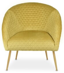 Orsina Gold Occasional Arm Chair with Curved Back, Velvet Upholstered Chair, Indoor Lounge Chair for Living Room