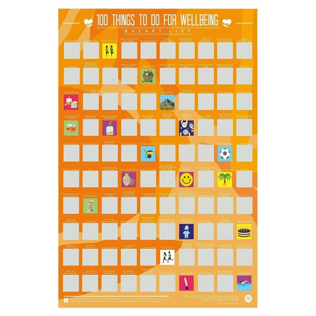 Gift Republic 100 Things To Do For Wellbeing Bucket List Scratch Poster