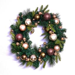 Christmas Tree World 50cm Wreath with Baubles - Bronze & Copper