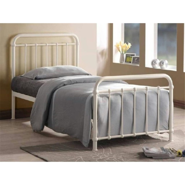 "Black Metal & White Beech Bed Frame - Double 4ft 6"""