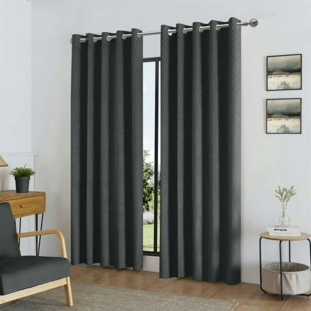 Temple Velvet Ring Top Blackout Curtains - 229cm x 183cm - Charcoal