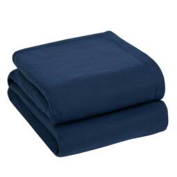 OHS Luxury Soft Plain Fleece Blanket Bedspread, 150x200cm - Navy Blue