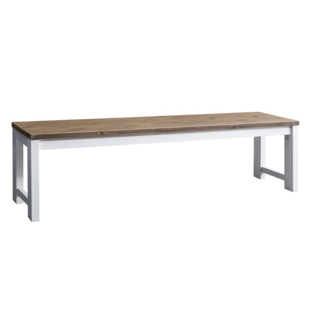 Hever Bench in White and Dark Pine