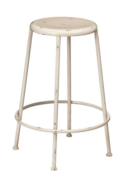 Orsina Artisan Cream Metal Round Footrest Stool