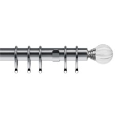 35mm Fixed Length Metal Curtain Pole Set Satin Silver Segmented Ball Finial 60cm Silver Silver