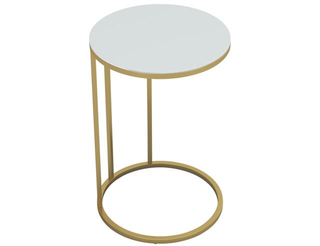 C-Shape Glass Top Side Table Gold 1