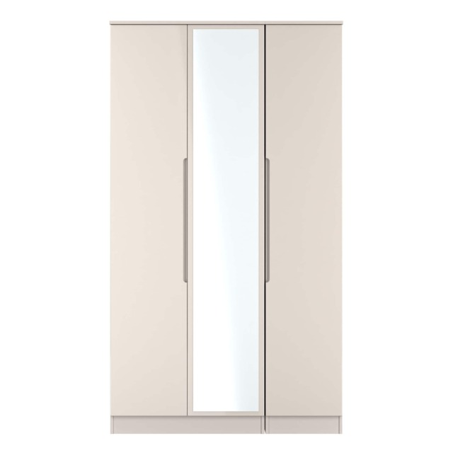 Lucca Tall Triple Mirrored Wardrobe in Kashmir Gloss & Kashmir (Ready Assembled) Cream Kashmir Gloss & Kashmir