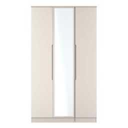 Lucca Tall Triple Mirrored Wardrobe in Kashmir Gloss & Kashmir (Ready Assembled) Cream Kashmir Gloss & Kashmir