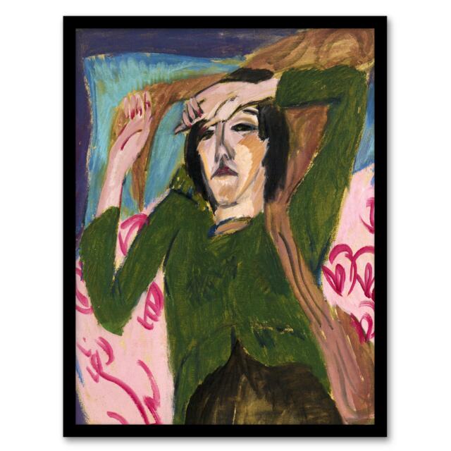"Woman in the Green Blouse Kirchner Framed Wall Art Print 12X16"""