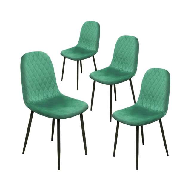 Alivio 4Pc Velvet Dining Chairs Ergonomic Upholstered Seat with Curved Backrest (Green)