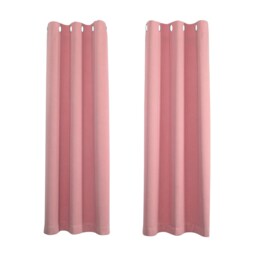 Pink Eyelet Curtains - Thermal Blackout Curtains - 66 x 72 Inch Drop - 2 Panel Pink One Size