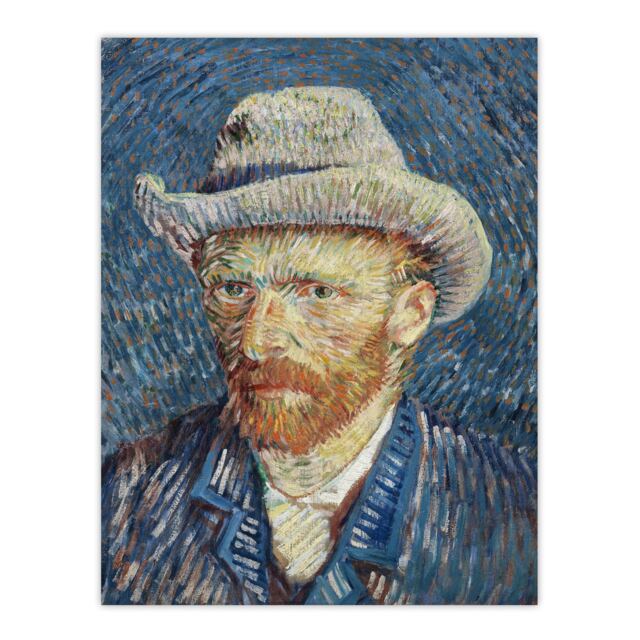 Self Portrait Grey Felt Hat Van Gogh Vintage Huge Wall Art Print 18X24 In