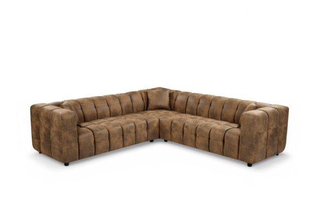 Faux Leather Suede Brown 2C2 Corner Sofa LUGANO