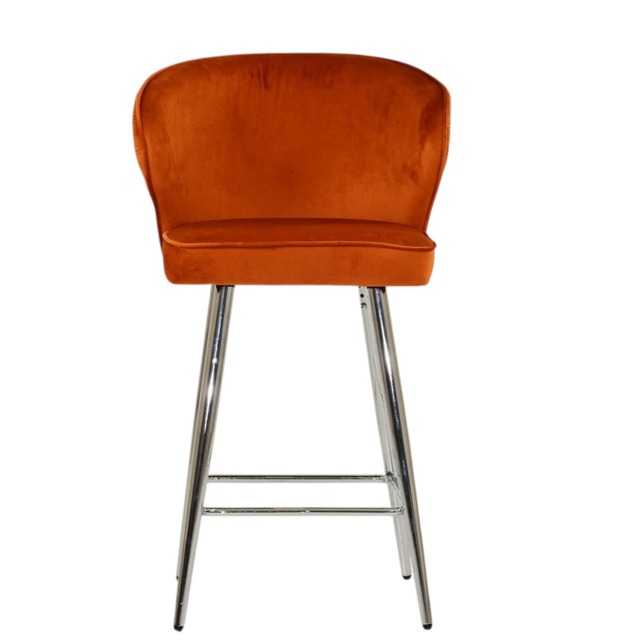 Lakeland Furniture Jarrow Burnt Orange Velvet Chrome Fixed Base 1 Bar Stool