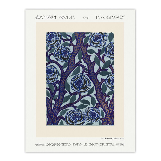 "Vintage Rose Bush Flower Pattern Vintage Wall Art Print Seguy 12x16"""