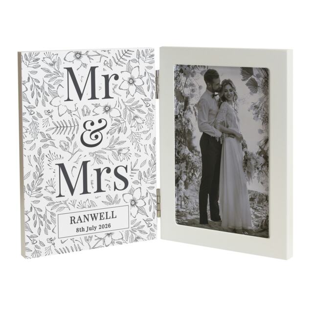 Personalised Wedding Wooden Hinged 6x4 Photo Frame White One Size