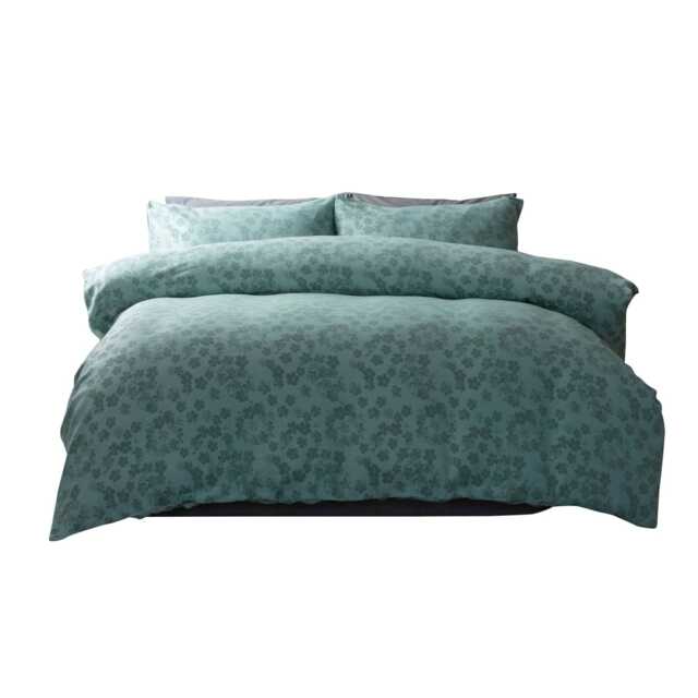 Belledorm Flora Jacquard Duvet Cover Set - Duck Egg Blue - Superking