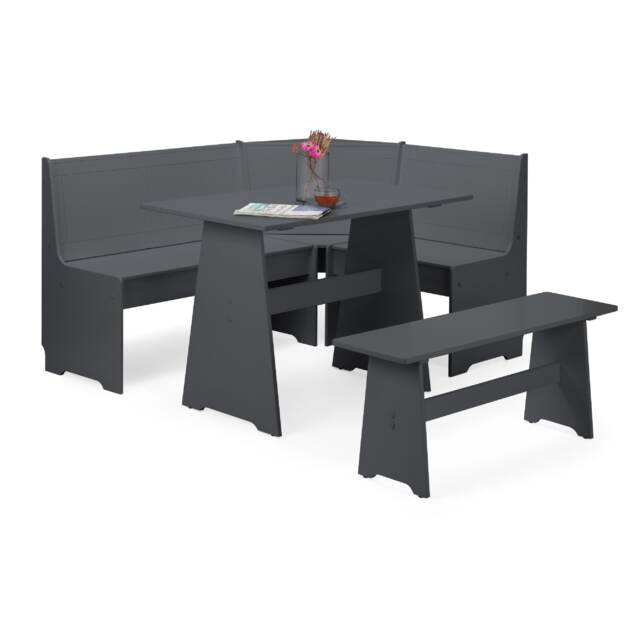 Premium Newbury 158cm Corner Dining Set with Storage Bench - Anthracite