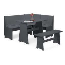 Premium Newbury 158cm Corner Dining Set with Storage Bench - Anthracite