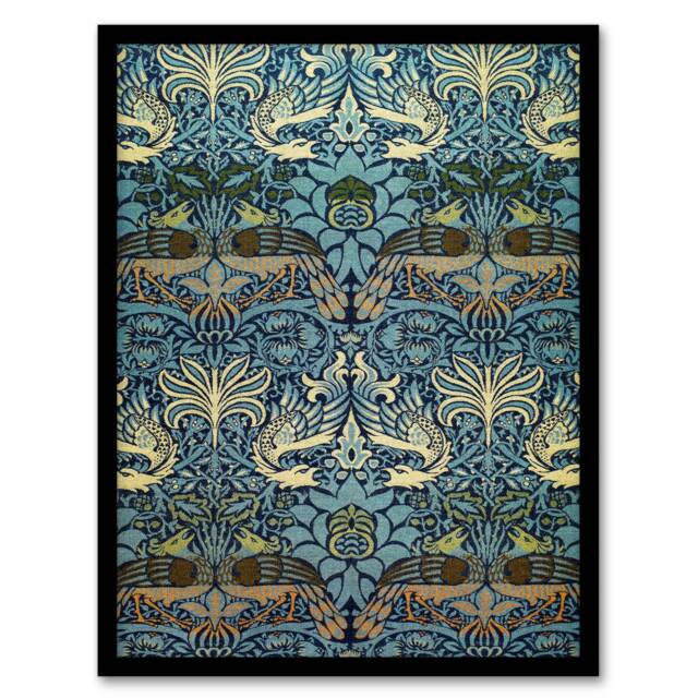 William Morris Framed Wall Art Print Peacock and Dragon Pattern Home Décor