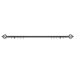 Lister Cartwright 28mm Black Nickle Fixed Metal Curtain Pole Set Rings with Cage Finial Easy fit (150 cm)
